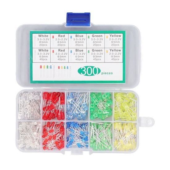 Diode électroluminescente LED - FDIT - 300 pièces - 3 mm et 5 mm