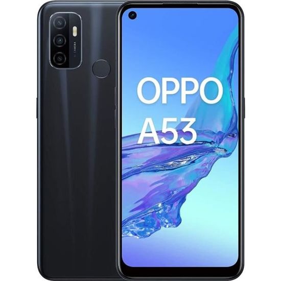 Smartphone OPPO A53 64Go Noir - Double SIM - 6.5" - ColorOS 7.2 - Lecteur d'empreintes digitales