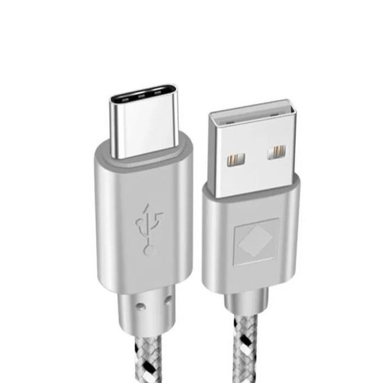 Câble USB-A vers Type-C Blanc 1M : Charge Rapide et Synchro Fiable