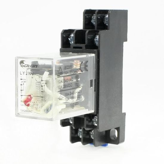 Relais MY2NJ AC 6V 8 Broches Avec Base Prise - Protection De Circuit DPDT, 5A 240VAC/28VDC