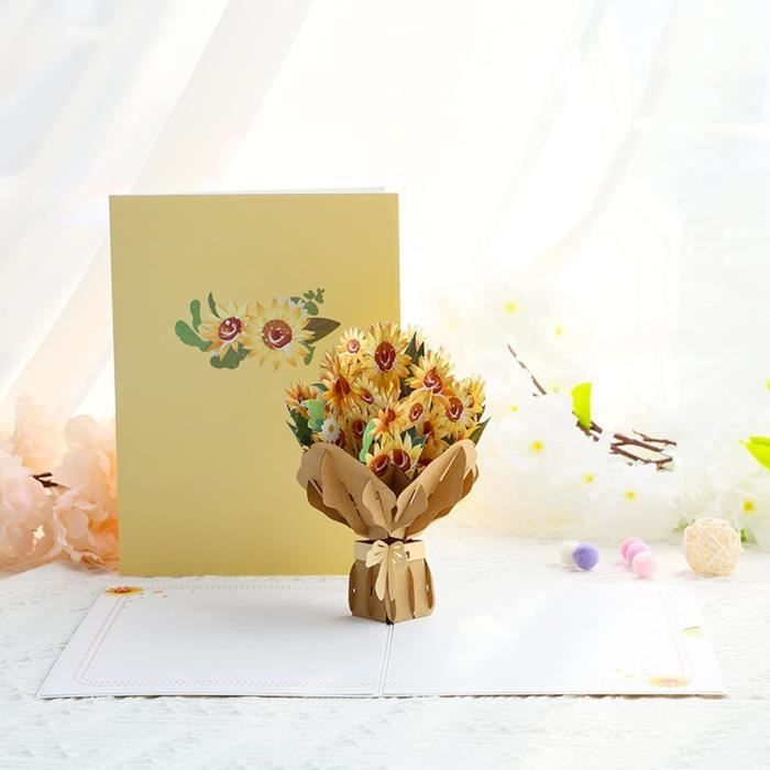 Carte D'Anniversaire Tournesol Jaune Avec Enveloppe - Papier Nacré - Design Haut De Gamme - 15,2 Cm
