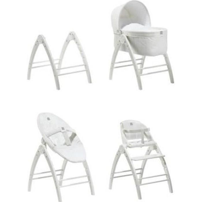 BABY DAN Angel 3 en 1 Couffin + Transat Inclinable + Chaise Haute Blanc