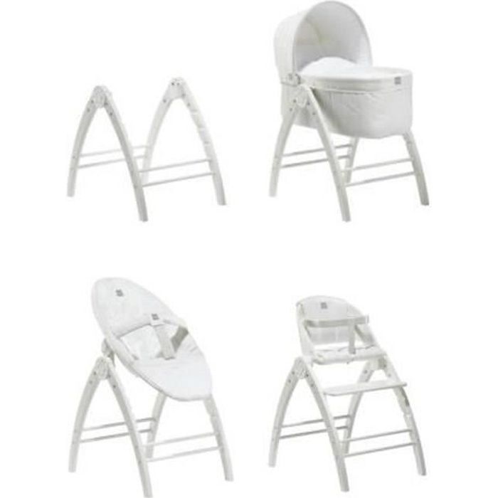 Couffin + Transat Inclinable + Chaise Haute Blanc - BABY DAN Angel 3 en 1