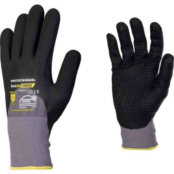 Gants manutention de précision Eurotechnique - Enduction nitrile - Noir et gris - Taille 9 - Eurotechnique