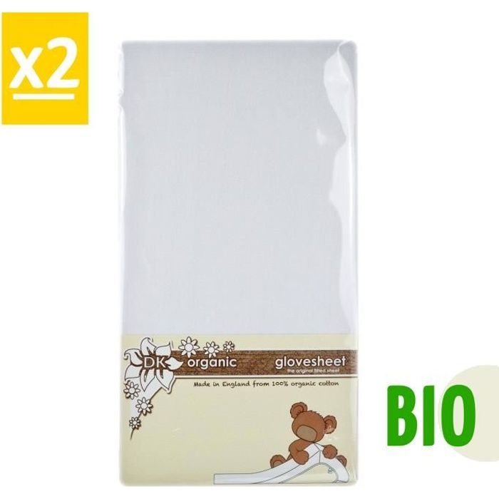 Coton BIO Drap-Housse Next2Me Lot De 2 Spécialement Conçu Pour Le Matelas Chicco Next 2 Me Standard Dream Magic & Air - Blanc