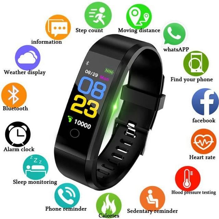 Montre connectée homme Smartwatch Waterproof Cardio/Podomètre/Sport/Android