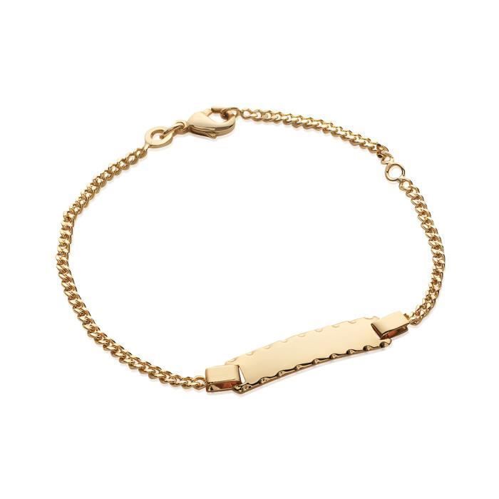 Bracelet Identité Plaque Rectangle Ciselée Or Jaune GF 750*