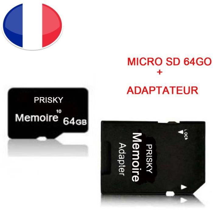 Pour Klipad V355 (5,5-) - Carte mémoire Micro SD 64 Go classe 10 classe 10 + adaptateur SD - PRISKY® Universel Protection