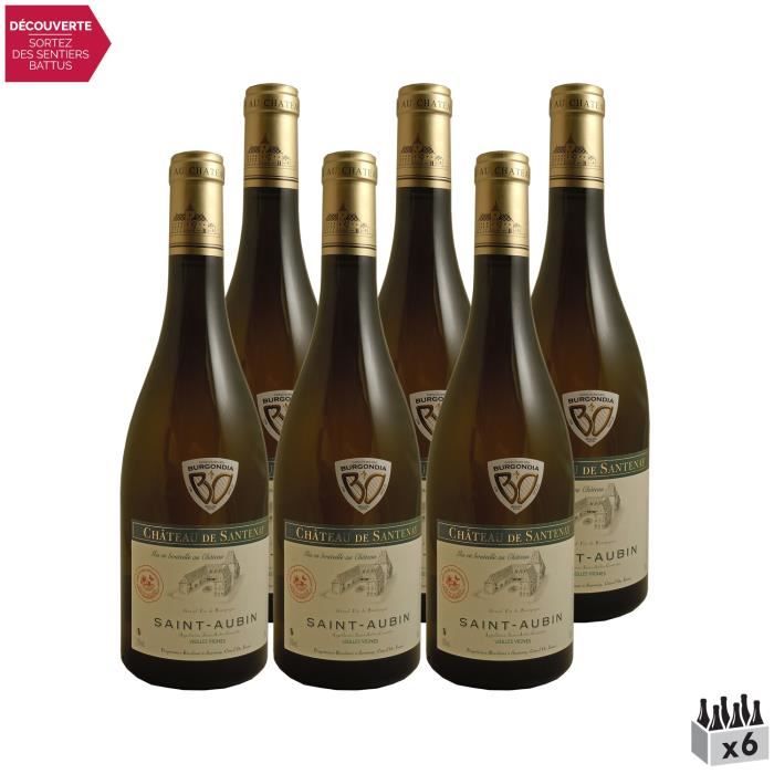 Saint-Aubin Vieilles Vignes Blanc 2019 - Lot de 6x75cl - Château de Santenay - Vin AOC Blanc de Bourgogne - Cépage Chardonnay