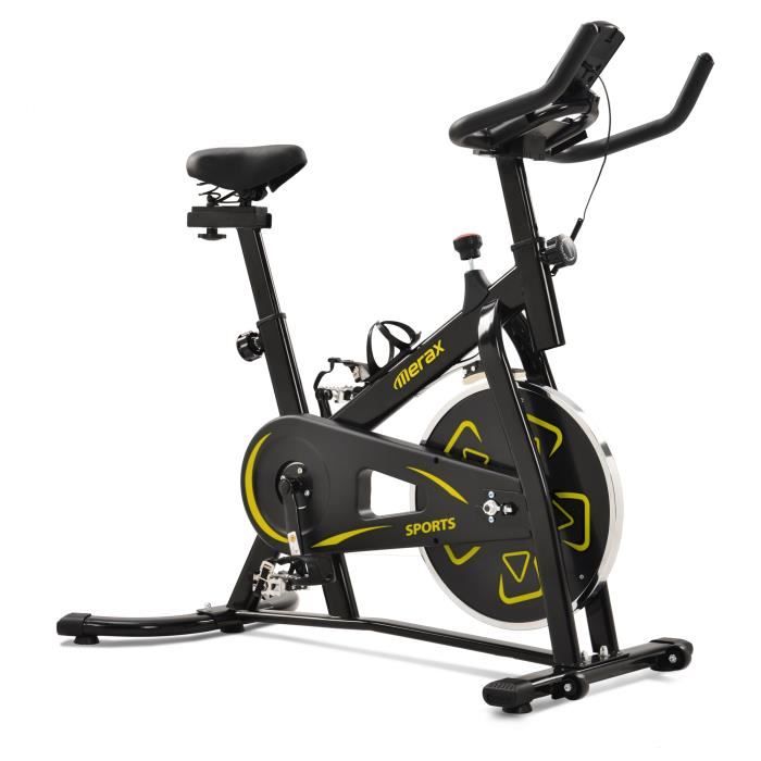Vélo d'appartement Merax Vélo biking avec accessoires et outils à courroie réglable Sport avec moniteur numérique, Jaune