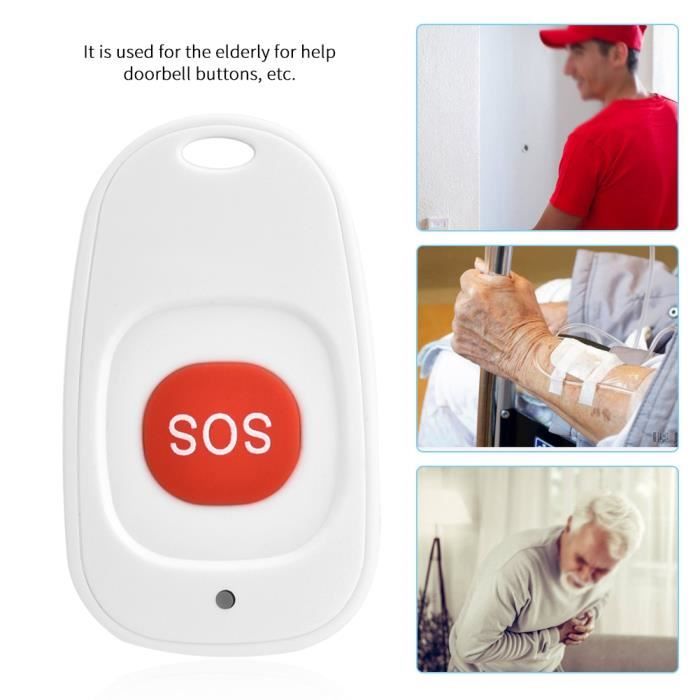 Bouton d'urgence, Alarme de bouton SOS de bouton d'urgence sans fil,capteur d'alarme d'urgence 433 MHz