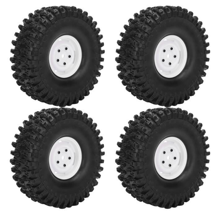 AYNEFY Pneu RC 4pcs Pneu en Caoutchouc de Jante de Roue 1,9po Accessoire RC pour Axial 1/10 Chenilles RC 120mm(Blanc )