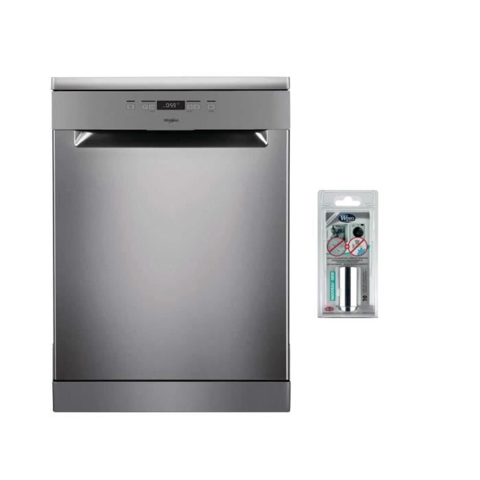 Pack WHIRLPOOL OWFC3C26X Lave-vaisselle posable - 14 couverts - A++ - 46dB + MWB102 Anticalcaire magnétique & Vanne anti-inondation