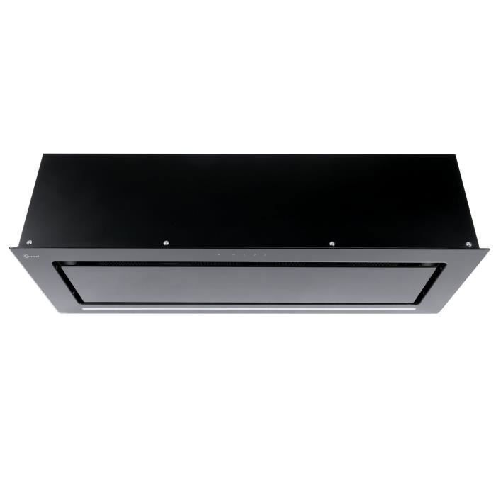 GURARI GCH E 217 BL 90 PRIME+filtre à charbon, Hotte aspirante 90 cm, en noir, 1000m³/h+filtre à charbon