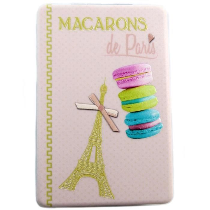 Miroir de poche 'Macarons de Paris' rose - 8.5x5.5 cm [Q3110]
