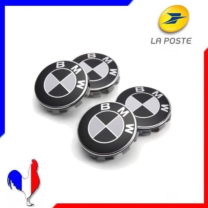 4pcs Logo Bmw 68mm noir et blanc Centre De Roue Cache Moyeu Jante Emblème