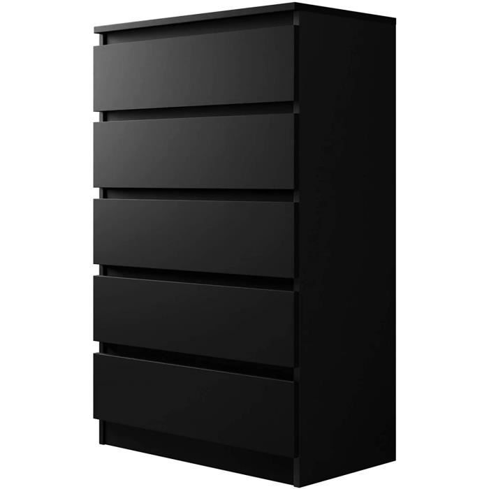 Malwa M5 Commode à 5 tiroirs noire