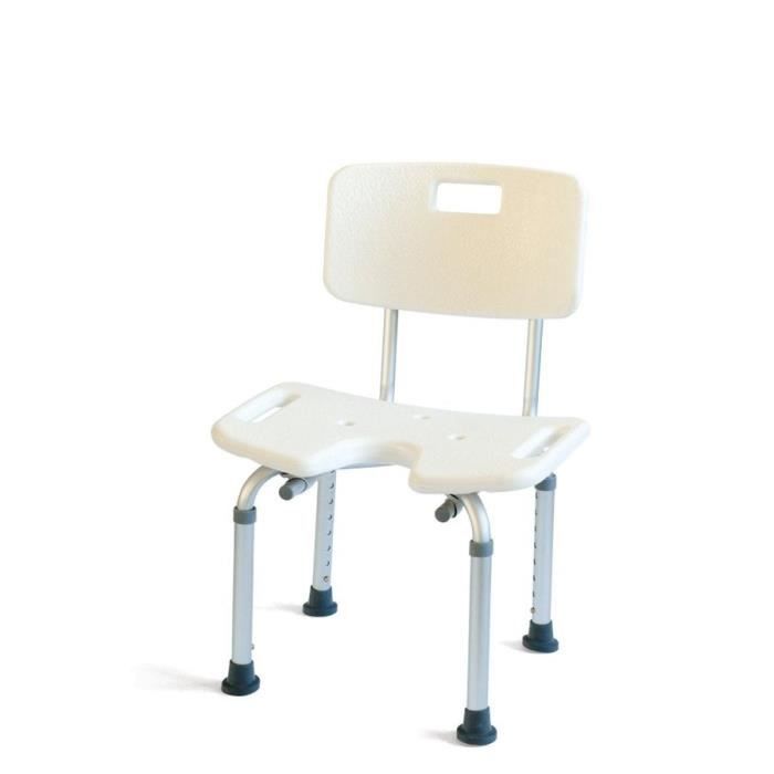 MILL'O SANTE Chaise de douche en U - Plastique ABS et aluminium léger - Blanc - Hauteur : 34 – 54 cm