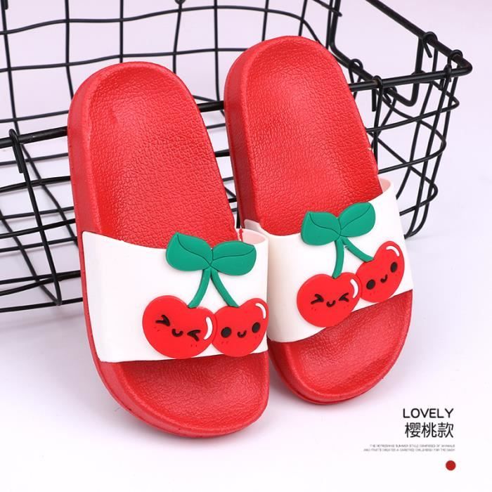 Enfant Pantoufles PVC Imprimé Cerise Pantoufles DE DÉTENTE pour la maison Rouge - TX16
