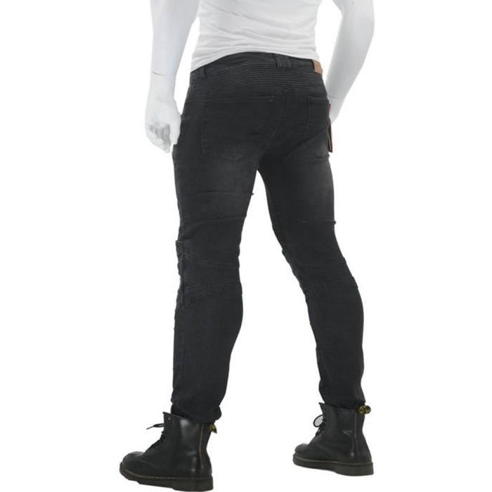 Pantalon de Moto Anti-chute avec équipement de Protection avec 4 Protections de Protection de la Hanche au Genou Noir