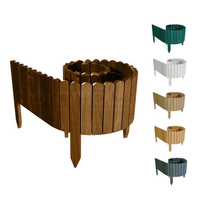 Floranica® Bordure déroulable en bois | 203 cm | Hauteur: 20cm | Brun | délimitation de plates-bandes - imprégnée,