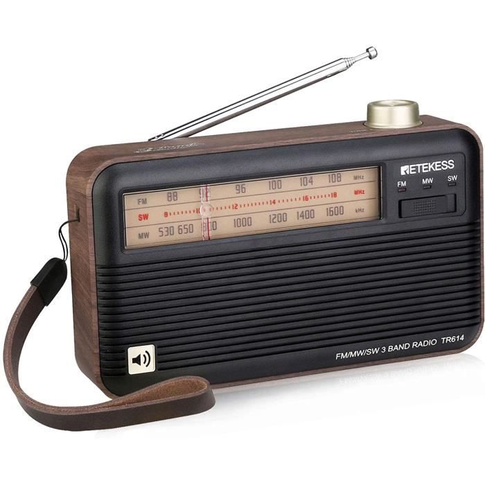 Retekess TR614 Radio Portable , FM AM SW Radio Rétro, Excellente Réception, avec Prise Casque, Radio Analogique pour Les Personnes Â