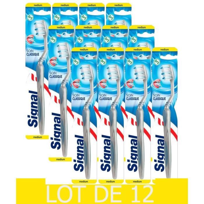 LOT DE 12, Signal Brosse à dents Soin Classique , Nettoyage efficace, Recyclable, Medium 42mm