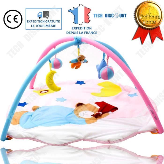 TD® Tapis d'éveil jeu pour bébé couverture sol rampant jouet support amusement mignon fatigue dormir sommeil rose coloré petit migno