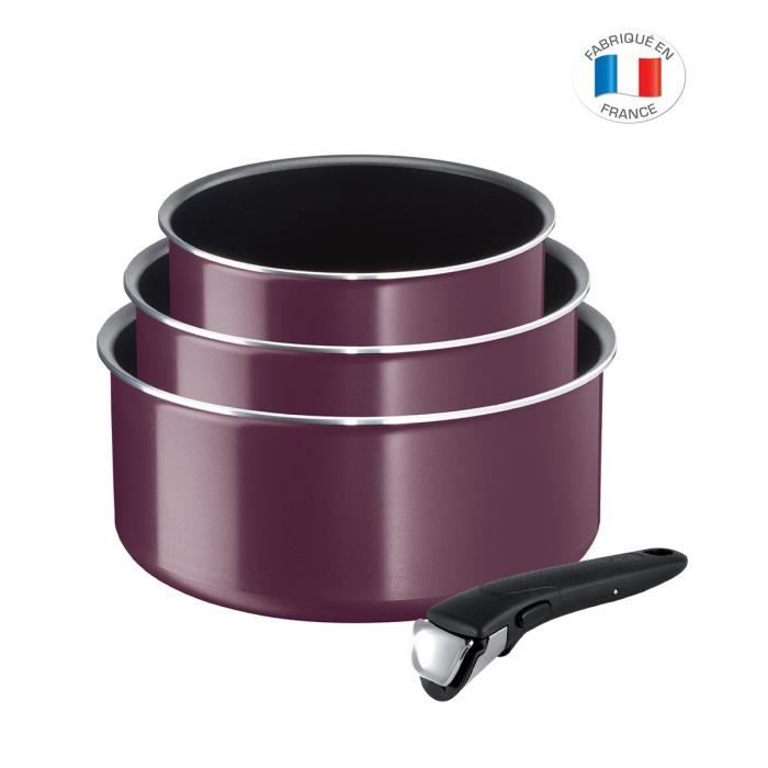 TEFAL L2019102 Set de 4 Pièces INGENIO ESSENTIAL - Tous feux sauf induction - Fabrication française - Violet Byzantium