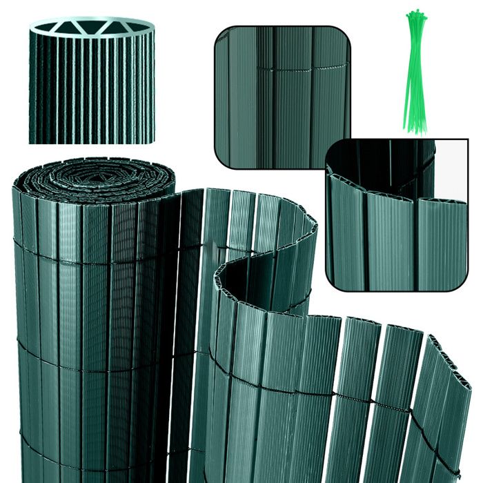 Eulenke Canisse En PVC Brise-Vue 160x300cm - Renforts Nervurés - Pour Balcon, Jardin, Terrasse - Résistant Aux UV