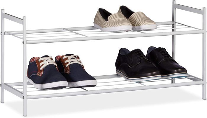 Relaxdays Étagère à Chaussures En Métal, 4 Niveaux, Range-chaussures 12