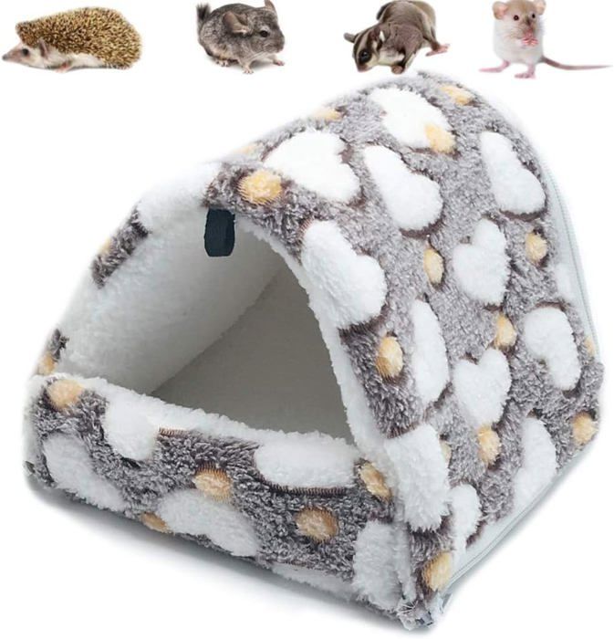 Couchage Rongeur Peluche Petite Maison Hamster Hamac Jouet Lit Cabane pour Cochon d'Inde Lapin Chinchilla Furet, Marron