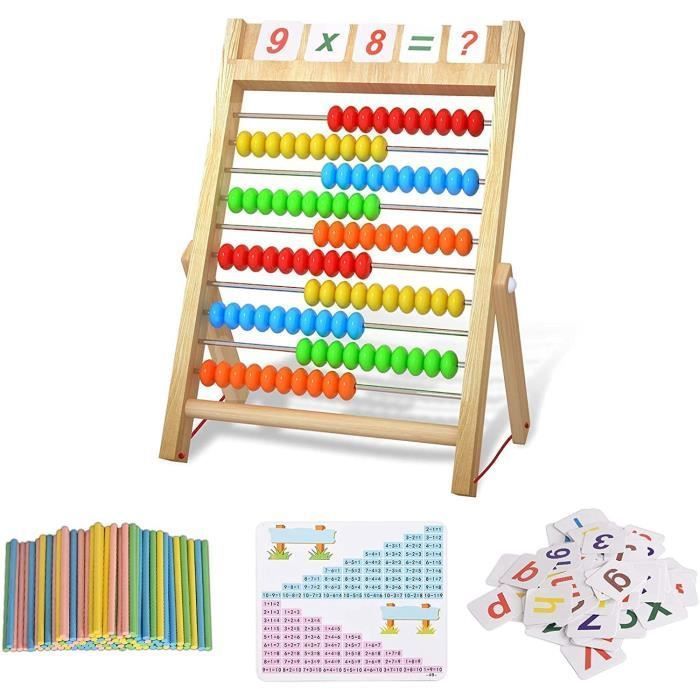 Apprentissage Mathématiques Préscolaire Boulier éducatif En Bois Montessori - Avec Bâtonnets Et Cartes Numériques - Apprentissage Des Maths Pour Enfants 3 Ans Et Plus Apprentissage Mathématiques Préscolaire Boulier éducatif En Bois Montessori - Avec Bâtonnets Et Cartes Numériques - Apprentissage Des Maths Pour Enfants 3 Ans Et Plus