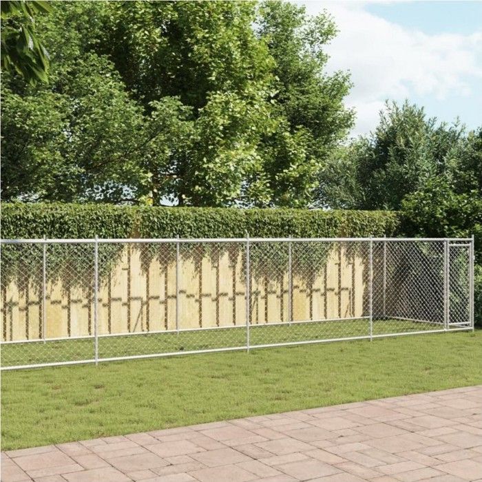 vidaXL Cage pour chien Acier galvanisé 24 m²
