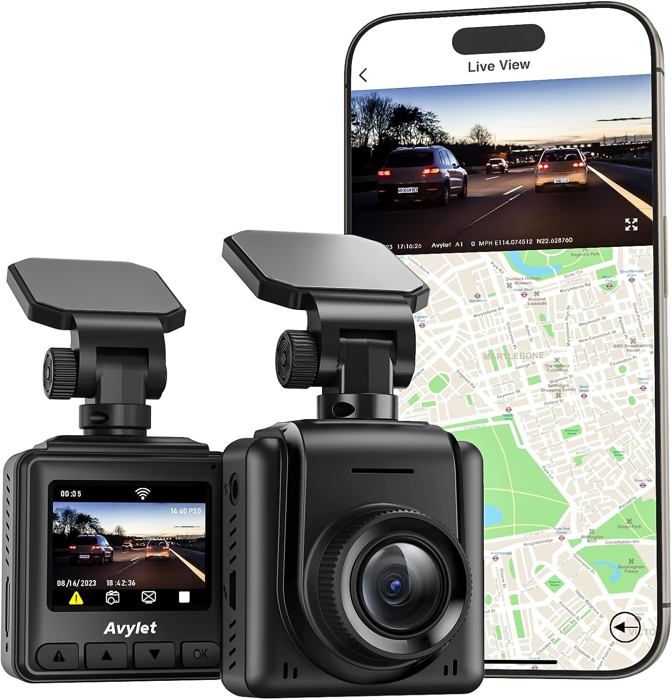 Cam De Dash Avant 4K, WiFi, Commande Vocale, GPS, Vision Nocturne WDR, Moniteur De