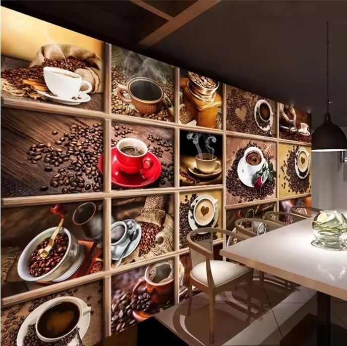 Papier Peint Panoramique Grain de café tasse de café 3D photo fond décran Café Restaurant salon cuisine décoration 410x280cm