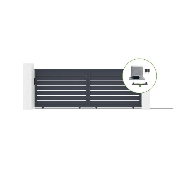 Lot portail coulissant et motorisation - Casanoov - VOGEL - 4m H.145cm - Gris - Aluminium / Motorisation RANGER C300