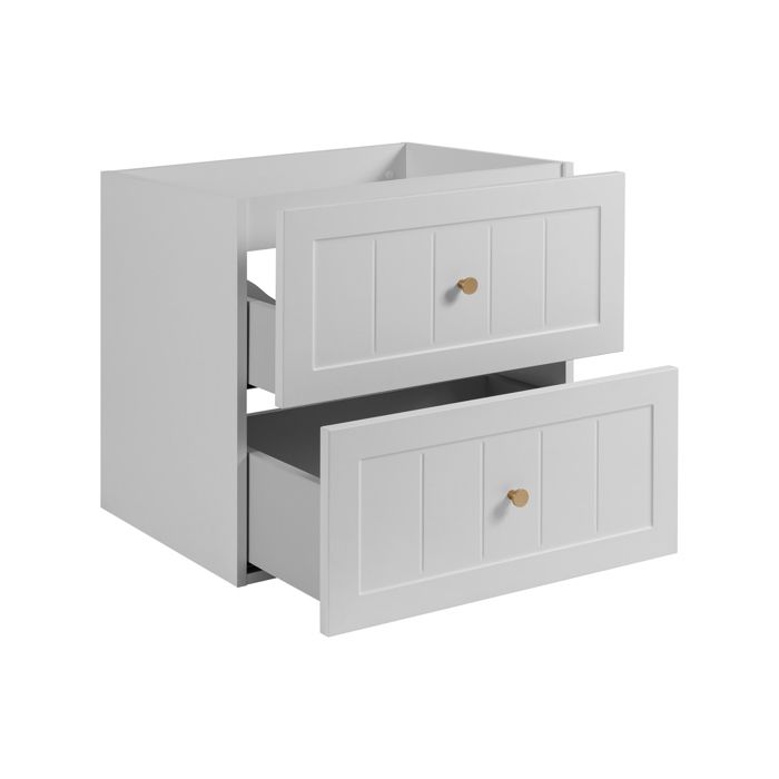 Meuble sous lavabo - Classique - Blanc - 60x57x46 cm - MDF et stratifié - 2 tiroirs