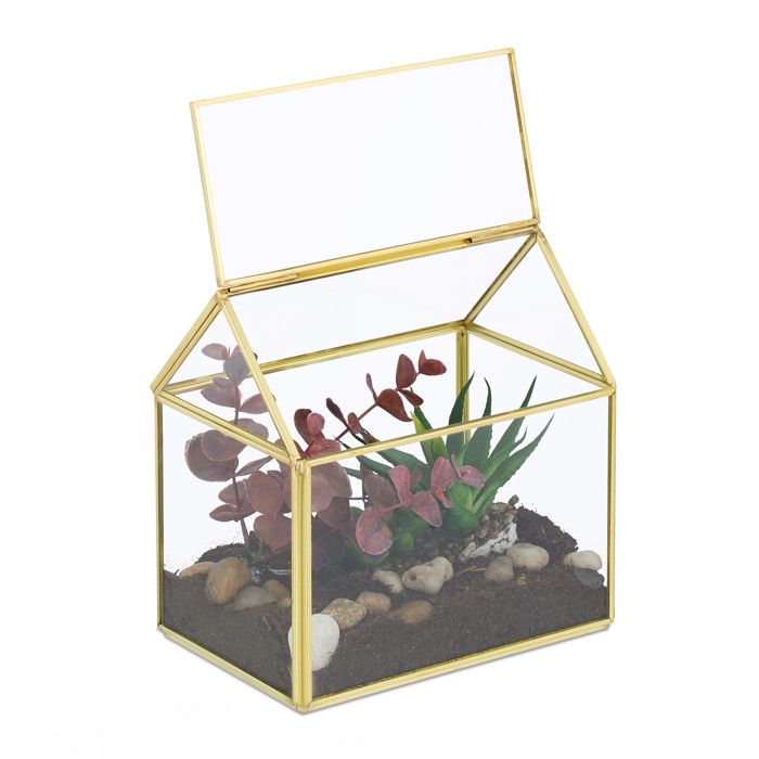 Comparer les prix de Relaxdays Terrarium pour vos plantes décoratif et pratique pour le rebord de la fenêtre 15 x 15 x 10 cm doré