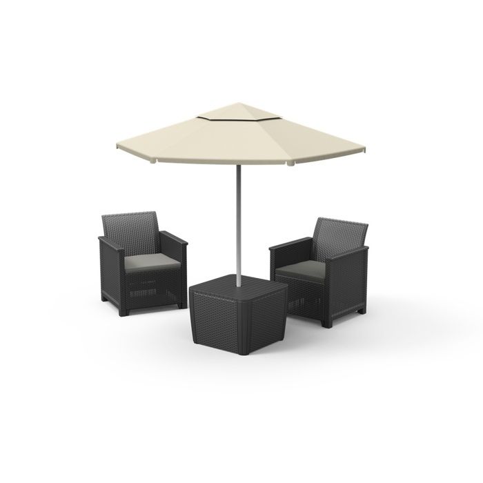 Salon de jardin Tahiti 2 places avec coussins - Anthracite - KETER Salon de jardin Tahiti 2 places avec coussins - Anthracite - KETER