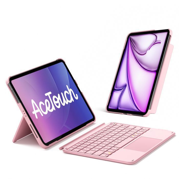 INATECK  Ultral&eacute;ger Clavier iPad Bluetooth pour A16 iPad 11/10 eme Gen iPad Air M4/M3/M2 11 Pouces avec Pav&eacute; Tactile AZERTY Rose 