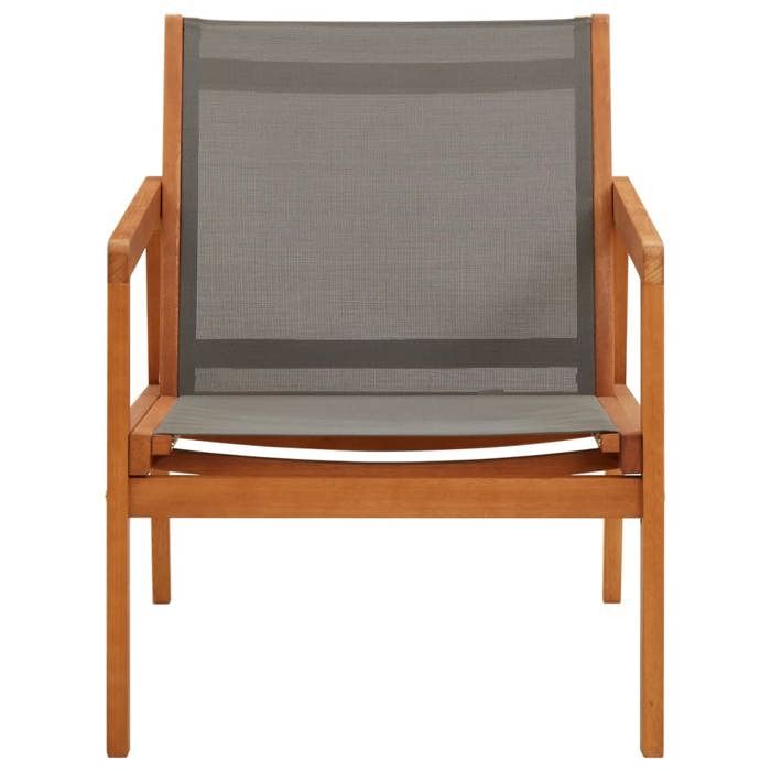 NEW 2025 Fauteuil de jardin - GKO - Anti-UV - Gris Bois deucalyptus solide et textilène - size:60x83 5x77 5 cm @@4098