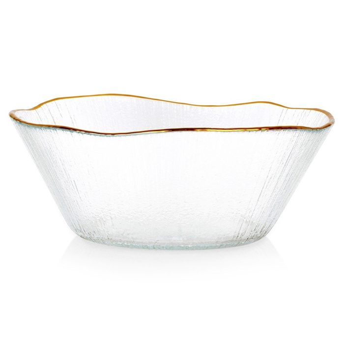 Bol en verre doré - VILDE - 15x6 cm - 500 ml - Finition dorée - Forme irrégulière - Imitation cristal