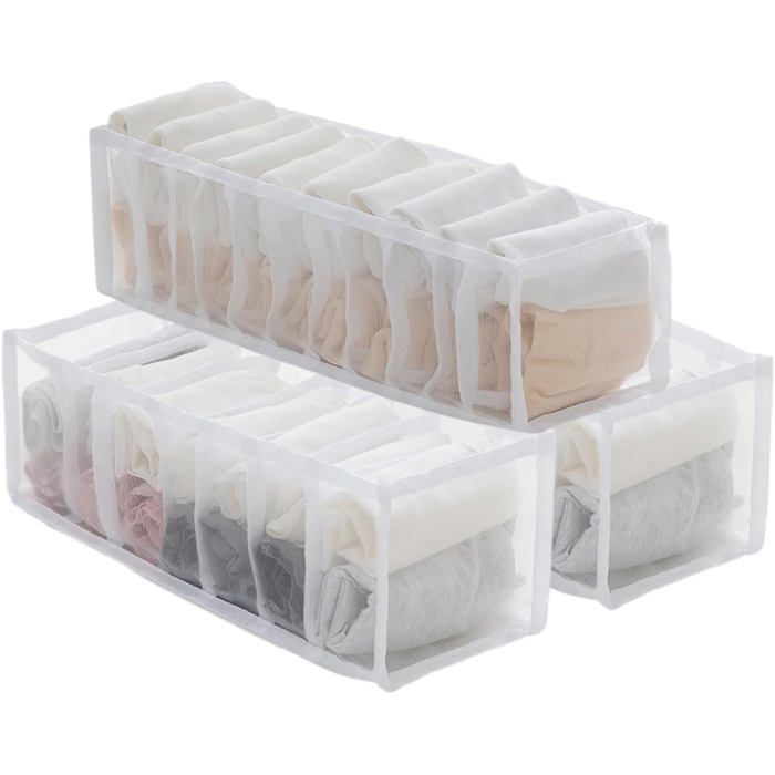 Boîte de rangement à tiroir pliable pour armoire de dortoir chaussettes sous - vêtements rangement de tiroir de culotte (3 pcs)