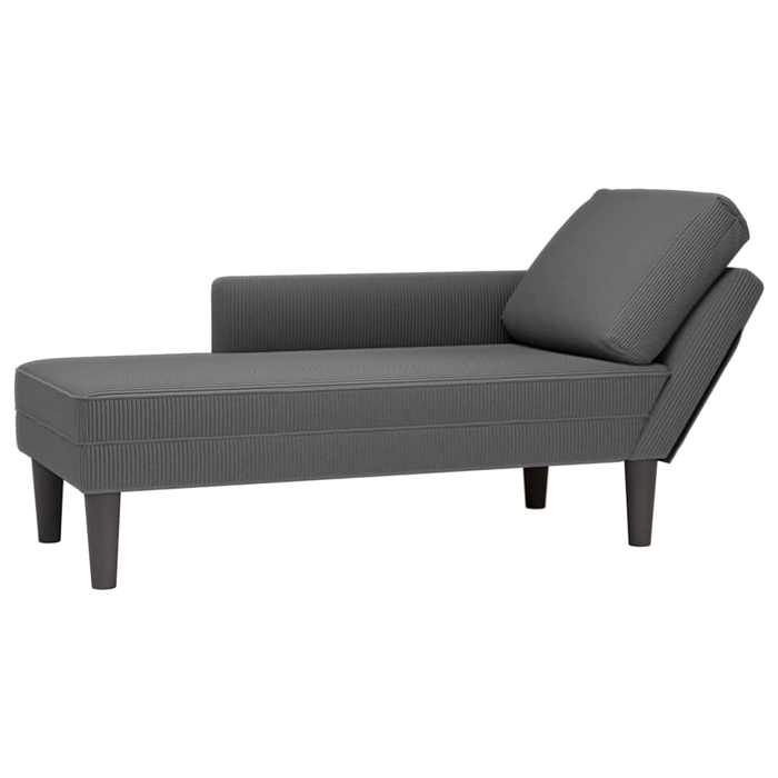 Printemps/été 2025 Chaise longue VIDAXL avec coussin gris foncé tissu en velours côtelé - 132x56x70 cm LV6378