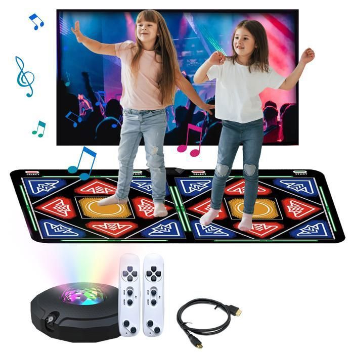 KIMISS Tapis de danse de musique, exercice pliable pour l'éducation précoce Tanzmatte Dance Factory Double joueur Baile Just Mat Tapis électronique pour salon avec câble AV KIMISS Tapis de danse de musique, exercice pliable pour l'éducation précoce Tanzmatte Dance Factory Double joueur Baile Just Mat Tapis électronique pour salon avec câble AV