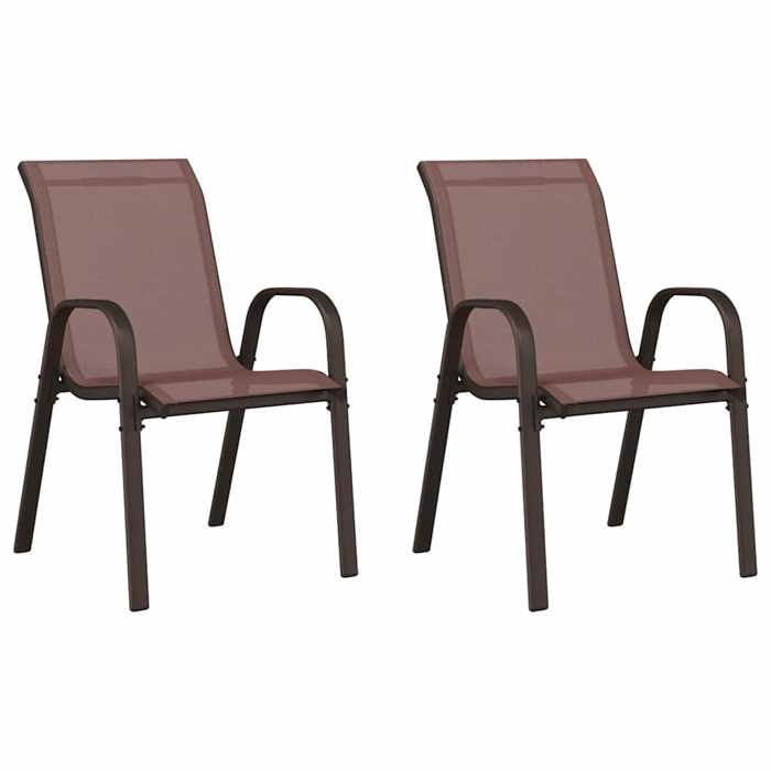 Chaises empilables de jardin - vidaxl - Lot de 2 - Marron - Tissu textilène - 55x65x89 cm - Capacité 110 kg - Empilable