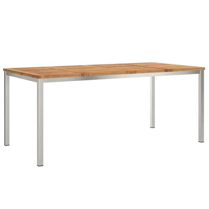 vidaXL Table à manger d'extérieur 200x90x74.5 cm en teck massif - vue 6