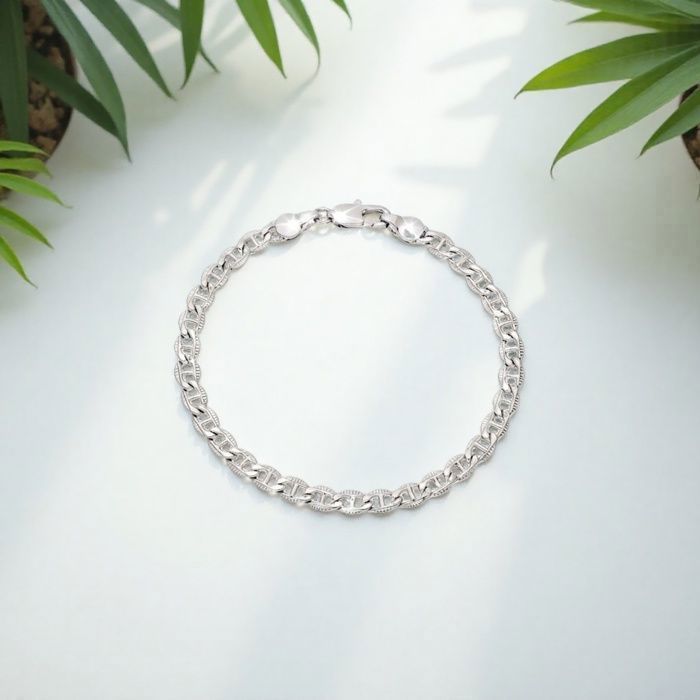 Bracelet - Femme - Souple - Maille - Marine - Argent 925/1000 - 18 cm - Rhodié Bracelet - Femme - Souple - Maille - Marine - Argent 925/1000 - 18 cm - Rhodié