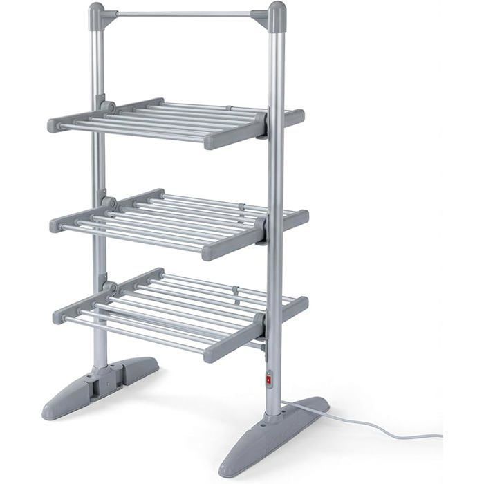 CATAVANA-Sèche-Linge Electrique Etendoir Pliant dIntérieur - Matériau: Alliage en Aluminium - 3 étagères